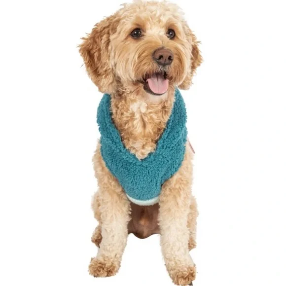 ✅Justice Pet Polyester Sherpa Printed Dog Hoodie, Turquoise Size Small - Picture 3 of 7
